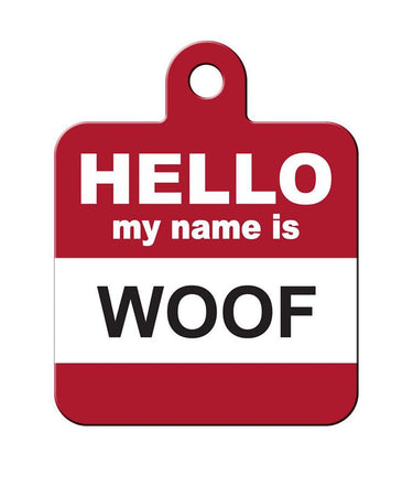 ID Tag Square Hello My Name is Woof - Large